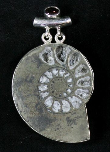 Pyritized Ammonite Fossil Pendant - Sterling Silver #19880